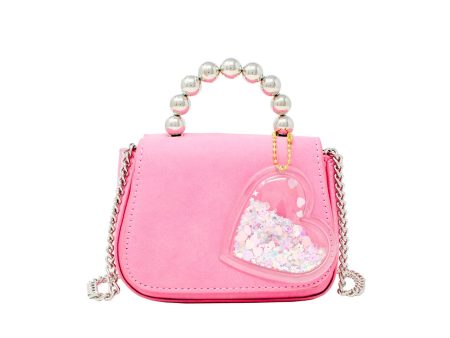 Zomi Gems Tiny Metal Pearl Handle Heart Bag in Pink Online now