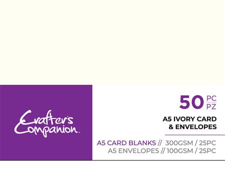 Crafter s Companion  - A5 Ivory Card & Envelopes 50pc Online Sale