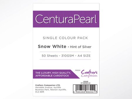 Crafter s Companion Centura Pearl Snow White Silver A4 Printable Card Pack - 50 Sheets Supply