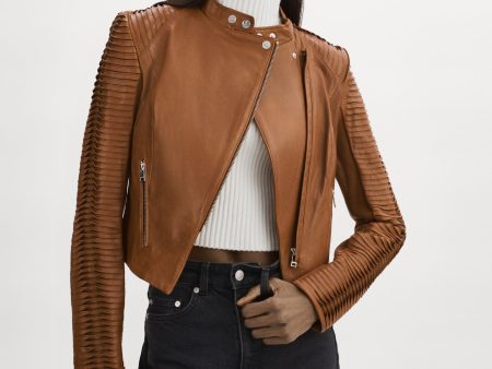 Lamarque Azra Leather Jacket in Luggage on Sale