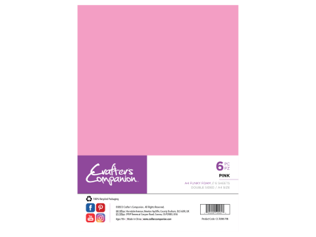 Crafter s Companion A4 Funky Foam - Pink - 6 Pack Online now