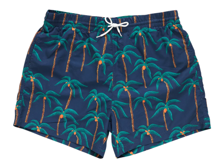 Pink Chicken Men s Swim Trunks in Navy Palms Hot on Sale