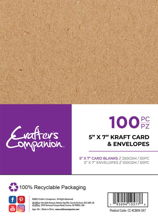 Crafter s Companion 5 x 7  Kraft Card & Envelopes - 100 Piece Hot on Sale