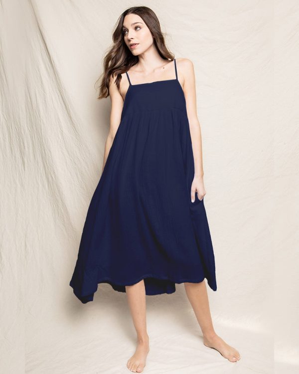 Petite Plume Navy Gauze Serene Sundress Online Sale