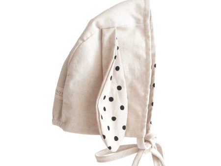 Alimrose Bunny Bonnet in Linen Black Spot Online now