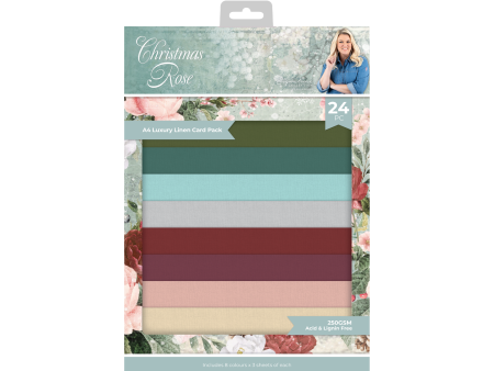 Sara Signature Christmas Rose - Luxury Linen Cardstock - A4 Fashion