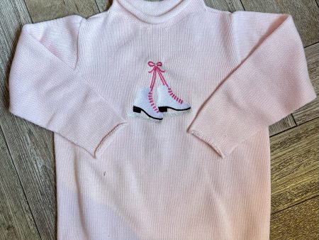 A Soft Idea Roll Neck Sweater in Pink with Ice Skates Cheap