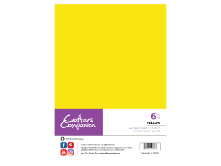 Crafter s Companion A4 Funky Foam - Yellow - 6 Pack Discount