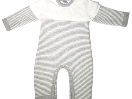 A Soft Idea Seed Stitched Striped Romper in Heather Grey For Discount