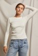 perfectwhitetee Jolie Sweater Ribbed Crewneck in Sugar on Sale