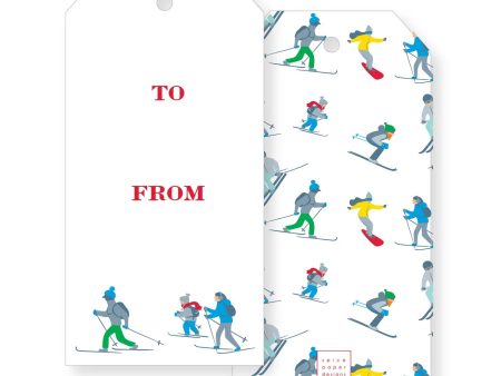 Spice Paper Designs Skiers Large Holiday Gift Tag Set Online now