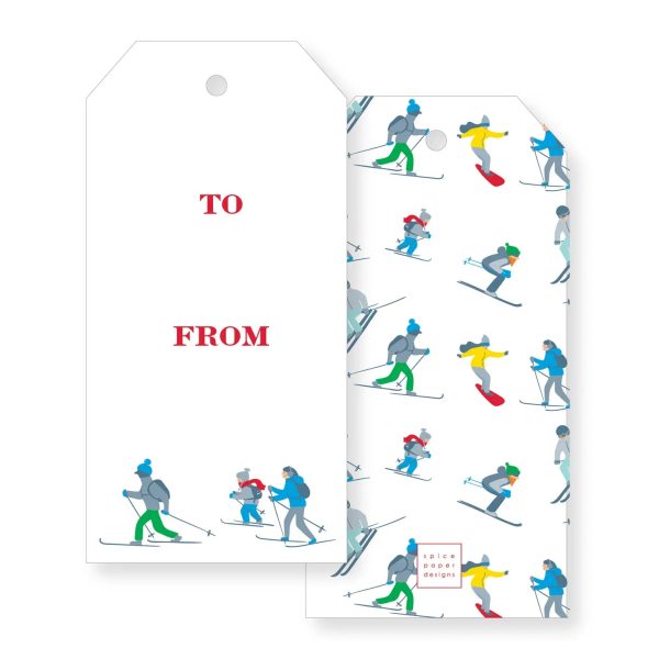 Spice Paper Designs Skiers Large Holiday Gift Tag Set Online now