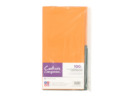 Crafter s Companion - 6 x6  Pumpkin & Green Card & Envelopes 100pc Discount