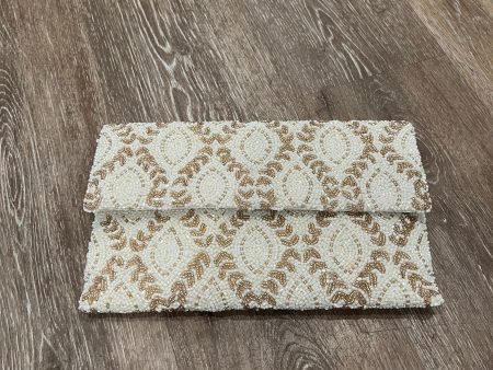 Tiana Beaded Half Flap Over Clutch in Ivory New Taupe Discount