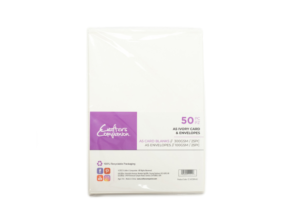 Crafter s Companion  - A5 Ivory Card & Envelopes 50pc Online Sale