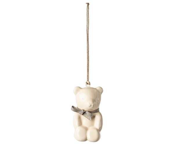 Maileg Metal Teddy Bear Ornament in Off-White Blue Fashion