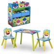 Baby Shark 4-Piece Playroom Solution  – Set Includes Table and 2 Chairs and 6-Bin Toy Organizer Online now