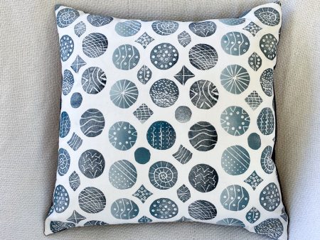 Hand-printed coastal inspired geometric removable pillow cover + insert 18”x18” Cheap