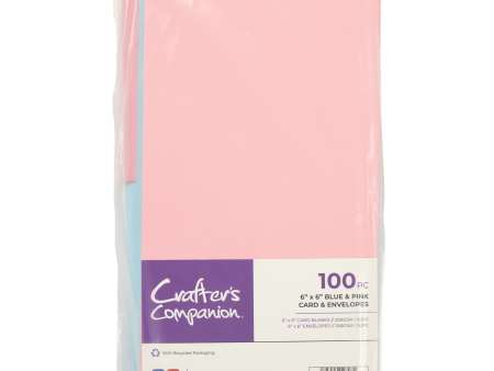 Crafter s Companion - 6 x6  Blue & Pink Card & Envelopes 100pc Online