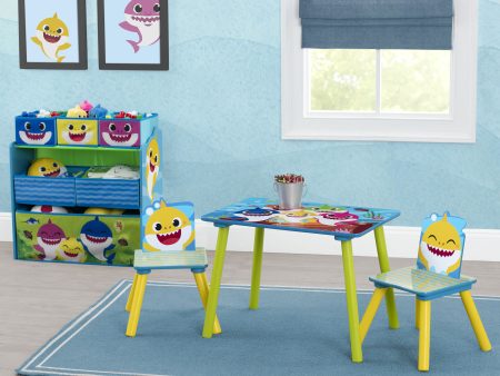 Baby Shark 4-Piece Playroom Solution  – Set Includes Table and 2 Chairs and 6-Bin Toy Organizer Online now