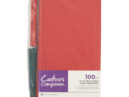 6  x 6  Red and Green Card and Envelopes - 50 Pack Supply