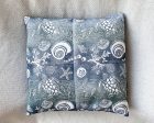 Hand-printed coastal pillow cover plus insert: blue green 16 x16  Supply