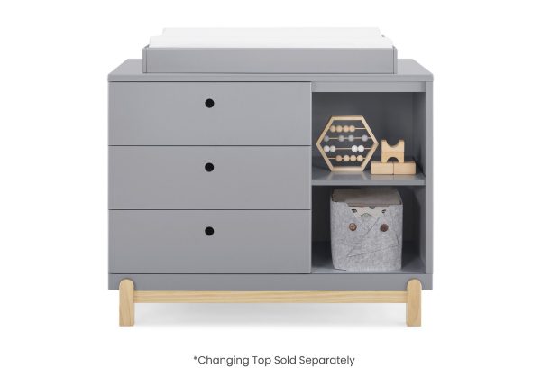 Poppy 3 Drawer Dresser with Cubbies For Discount