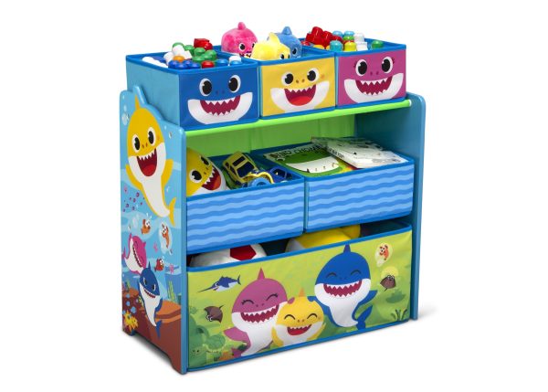 Baby Shark 4-Piece Playroom Solution  – Set Includes Table and 2 Chairs and 6-Bin Toy Organizer Online now