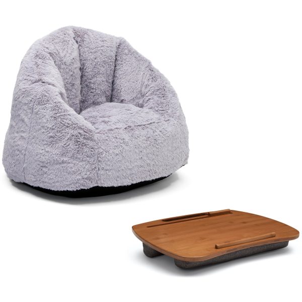 Cozee Fluffy Chair and Bamboo Lap Desk Set Supply