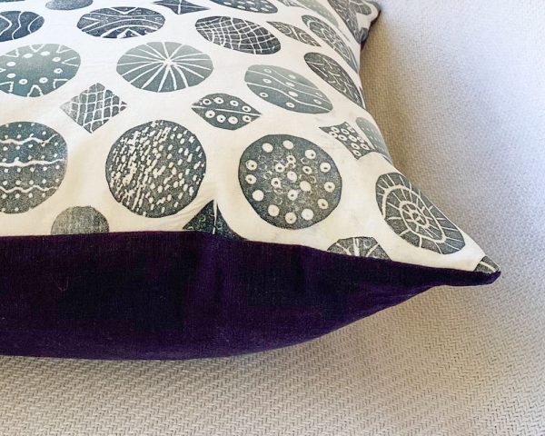 Hand-printed coastal inspired geometric removable pillow cover + insert 18”x18” Cheap