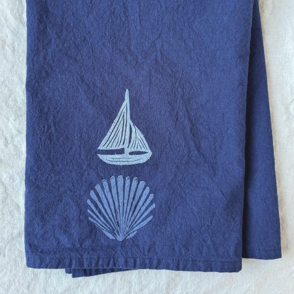 New: Deep blue coastal tea towels on Sale