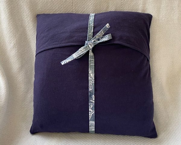 Hand-printed coastal pillow cover plus insert: blue green 16 x16  Supply