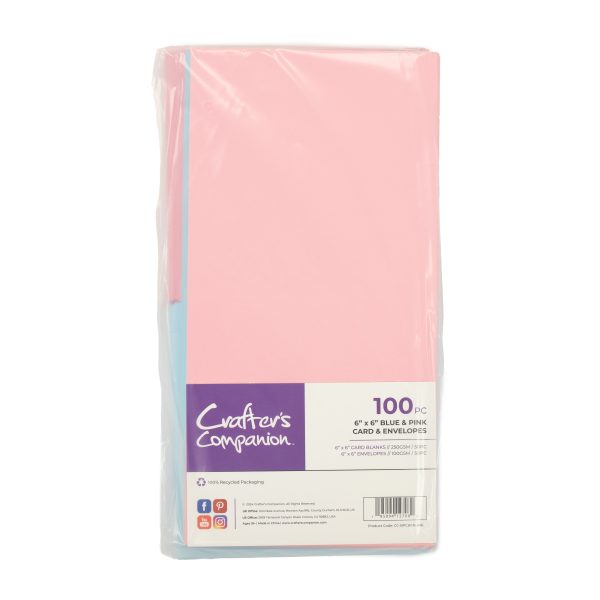 Crafter s Companion - 6 x6  Blue & Pink Card & Envelopes 100pc Online