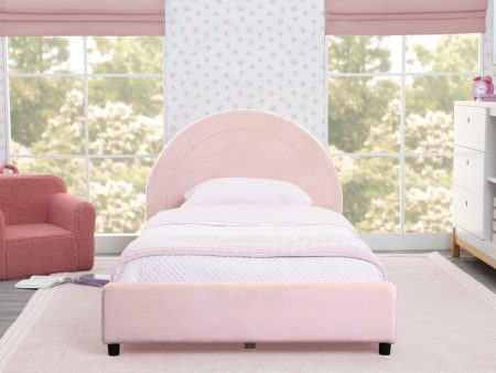 Upholstered Twin Bed with Round Headboard Online Hot Sale