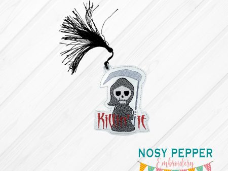 Reaper Killin  it Bookmark bag tag ornament 4x4 machine embroidery design DIGITAL DOWNLOAD Online Sale