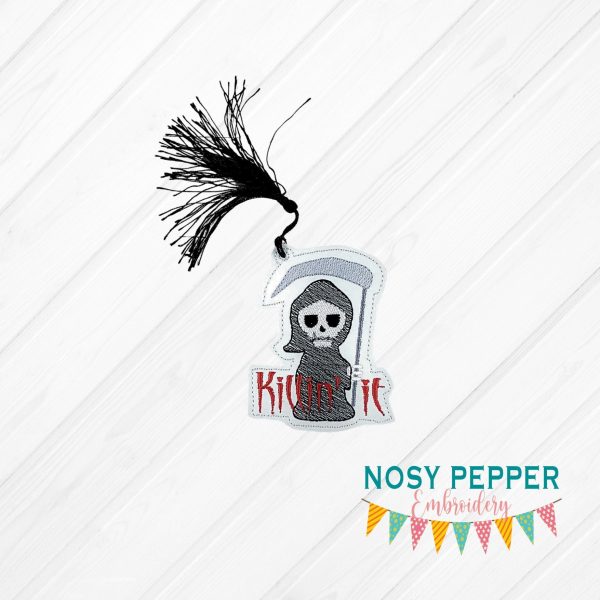 Reaper Killin  it Bookmark bag tag ornament 4x4 machine embroidery design DIGITAL DOWNLOAD Online Sale