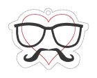 Heart mustache bookmark bag tag ornament machine embroidery design DIGITAL DOWNLOAD For Cheap