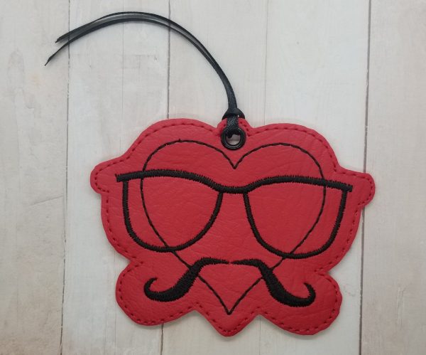 Heart mustache bookmark bag tag ornament machine embroidery design DIGITAL DOWNLOAD For Cheap