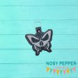 Sketchy Butterfly skull full snap tab Single and multi file included machine embroidery design DIGITAL DOWNLOAD For Sale