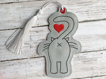 Cat butt heart bookmark bag tag ornament machine embroidery design DIGITAL DOWNLOAD Sale