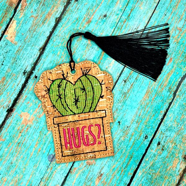 Heart Cacti Bookmark bag tag ornament machine embroidery design DIGITAL DOWNLOAD Online