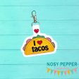 I heart Tacos snap tab (single and multi files included) machine embroidery design DIGITAL DOWNLOAD Fashion