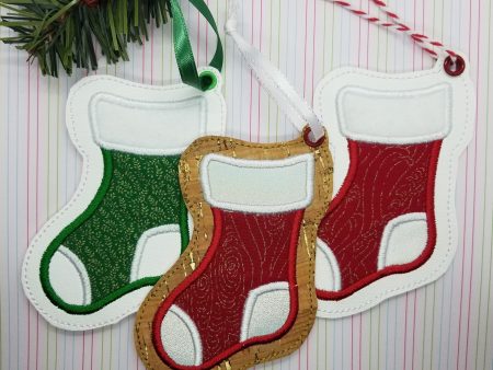 Stocking Applique Ornament 4x4 machine embroidery design DIGITAL DOWNLOAD Online now