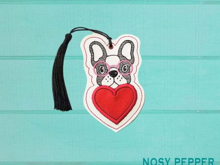 Doggie heart applique bookmark bag tag ornament machine embroidery design DIGITAL DOWNLOAD Cheap