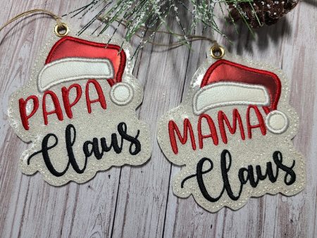 Mama & Papa Claus Applique Ornaments 4x4 machine embroidery design DIGITAL DOWNLOAD Fashion