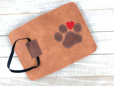 Paw applique Notebook cover (2 sizes available) machine embroidery design DIGITAL DOWNLOAD on Sale