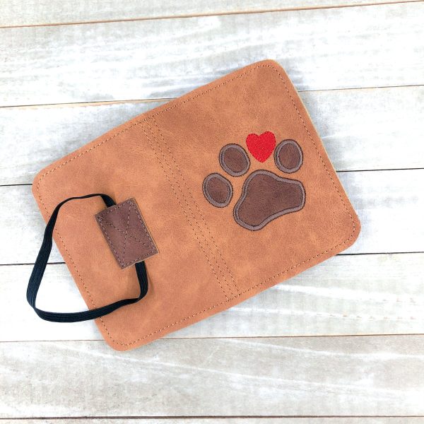 Paw applique Notebook cover (2 sizes available) machine embroidery design DIGITAL DOWNLOAD on Sale