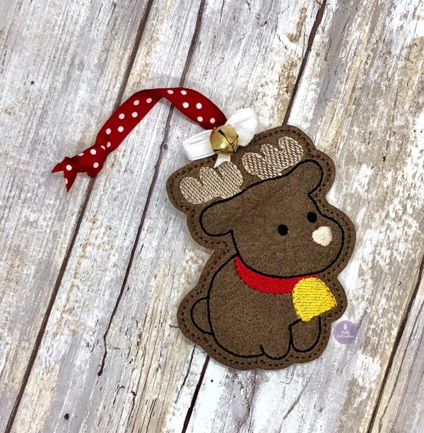 Reindeer Squishy Ornament  4x4 machine embroidery design DIGITAL DOWNLOAD on Sale