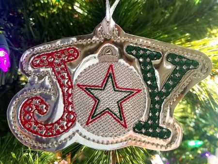 Joy Ornament 4x4 machine embroidery design DIGITAL DOWNLOAD Discount