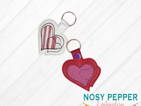 Sketchy Heart Snap tab machine embroidery design DIGITAL DOWNLOAD on Sale